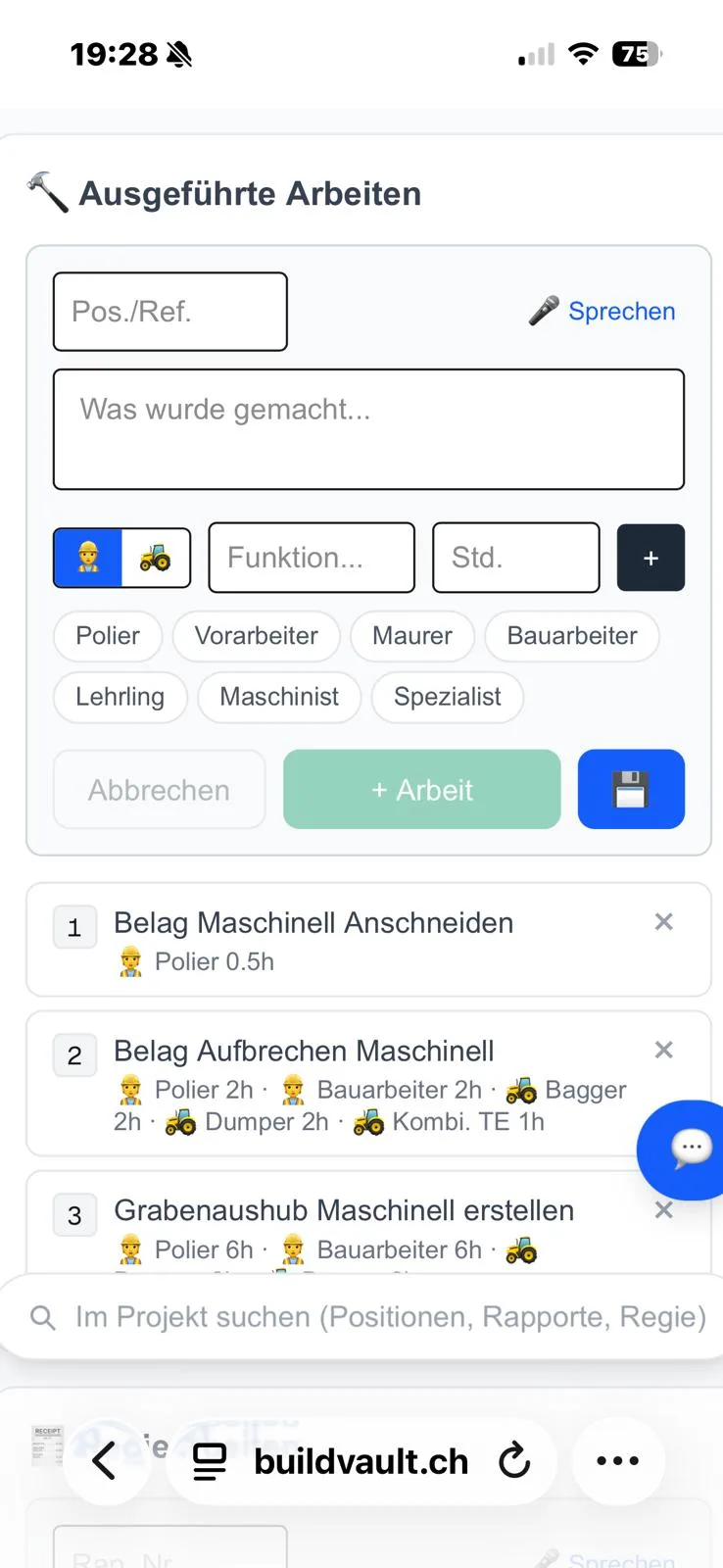 Arbeitszeile mit Personal-Chips