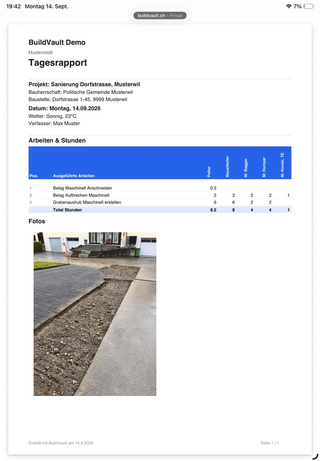Tagesrapport als PDF