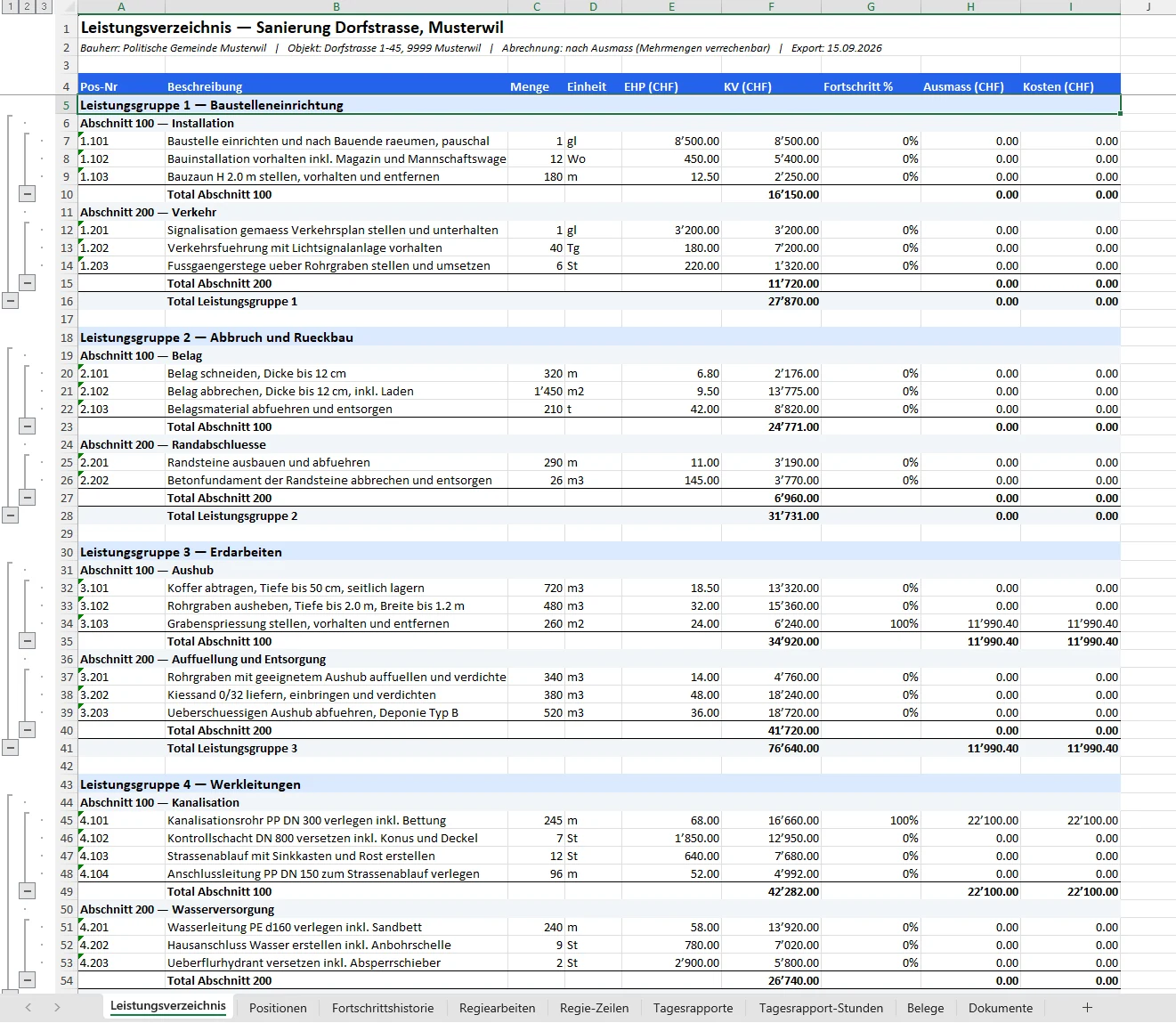Excel mit Blattleiste